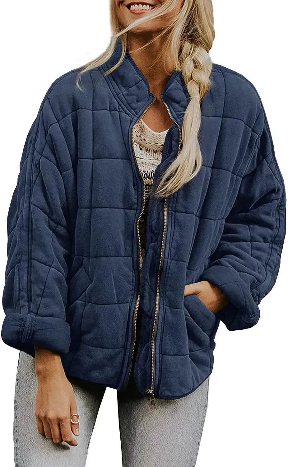 Casual Winter Cotton Padded Loose Pockets Long Sleeved Jacket Women