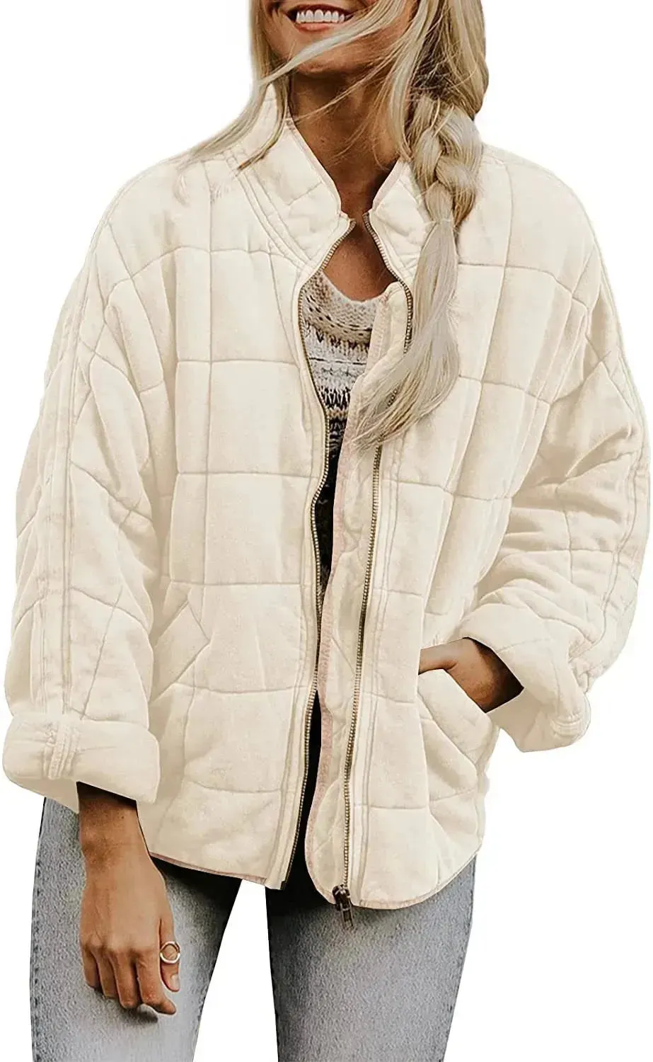 Casual Winter Cotton Padded Loose Pockets Long Sleeved Jacket Women