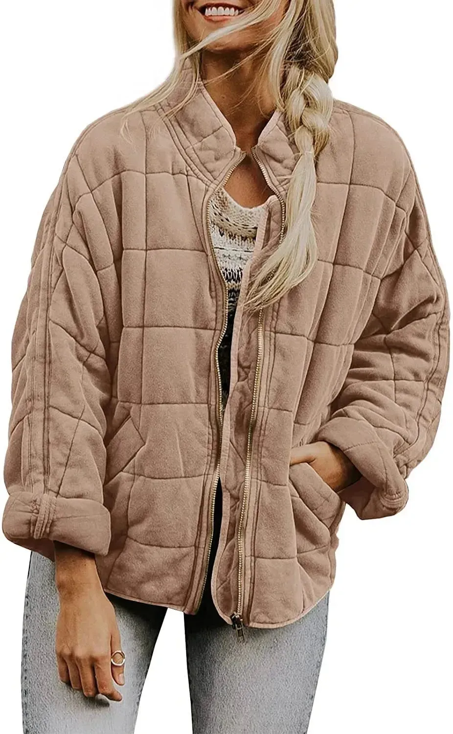 Casual Winter Cotton Padded Loose Pockets Long Sleeved Jacket Women