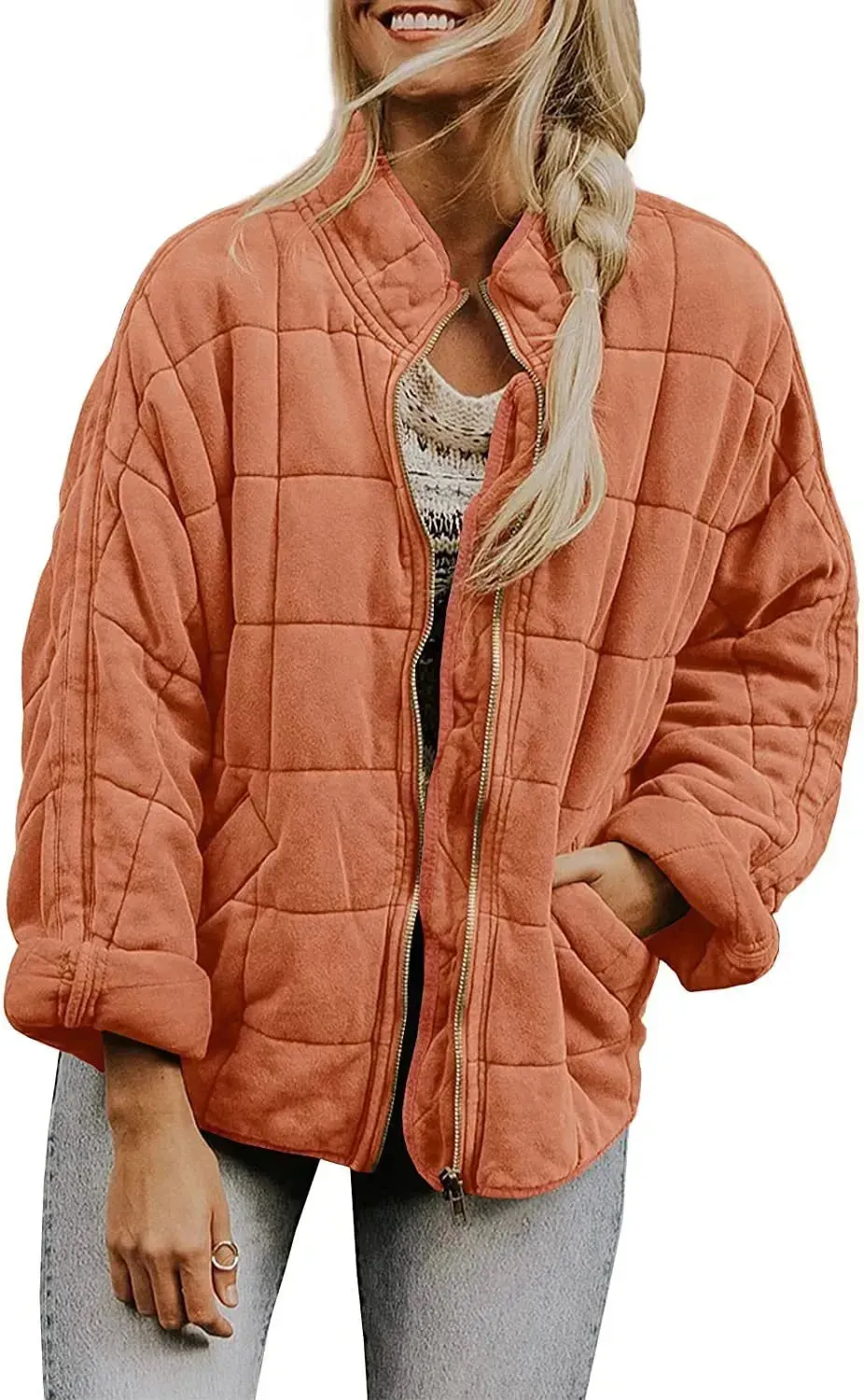 Casual Winter Cotton Padded Loose Pockets Long Sleeved Jacket Women