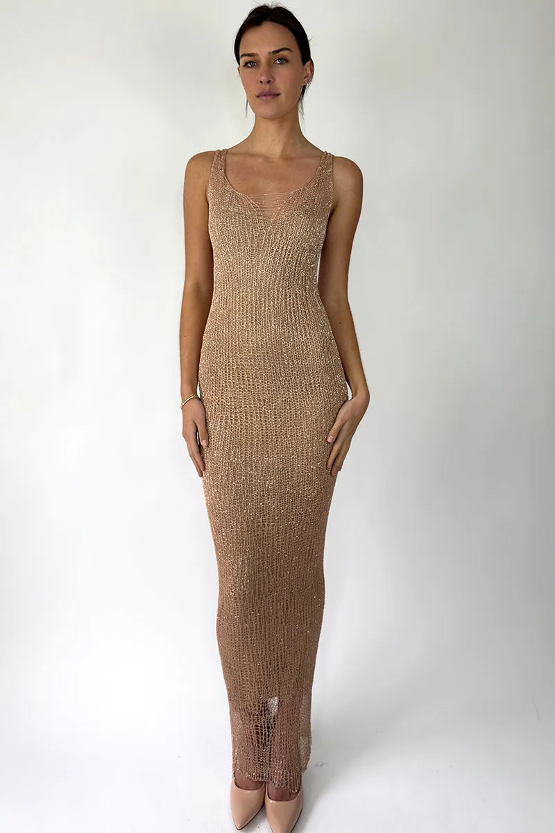 CHAIN TANK ROSE GOLD GOWN WITH SLIP