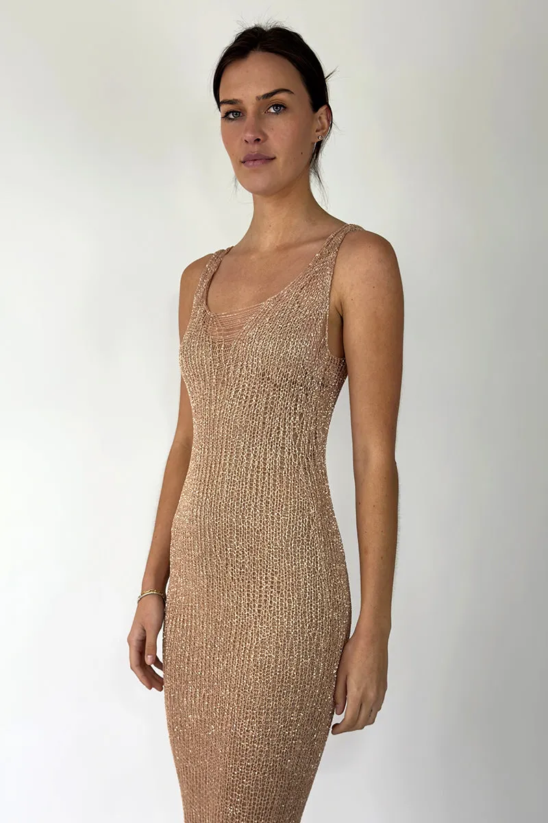 CHAIN TANK ROSE GOLD GOWN WITH SLIP