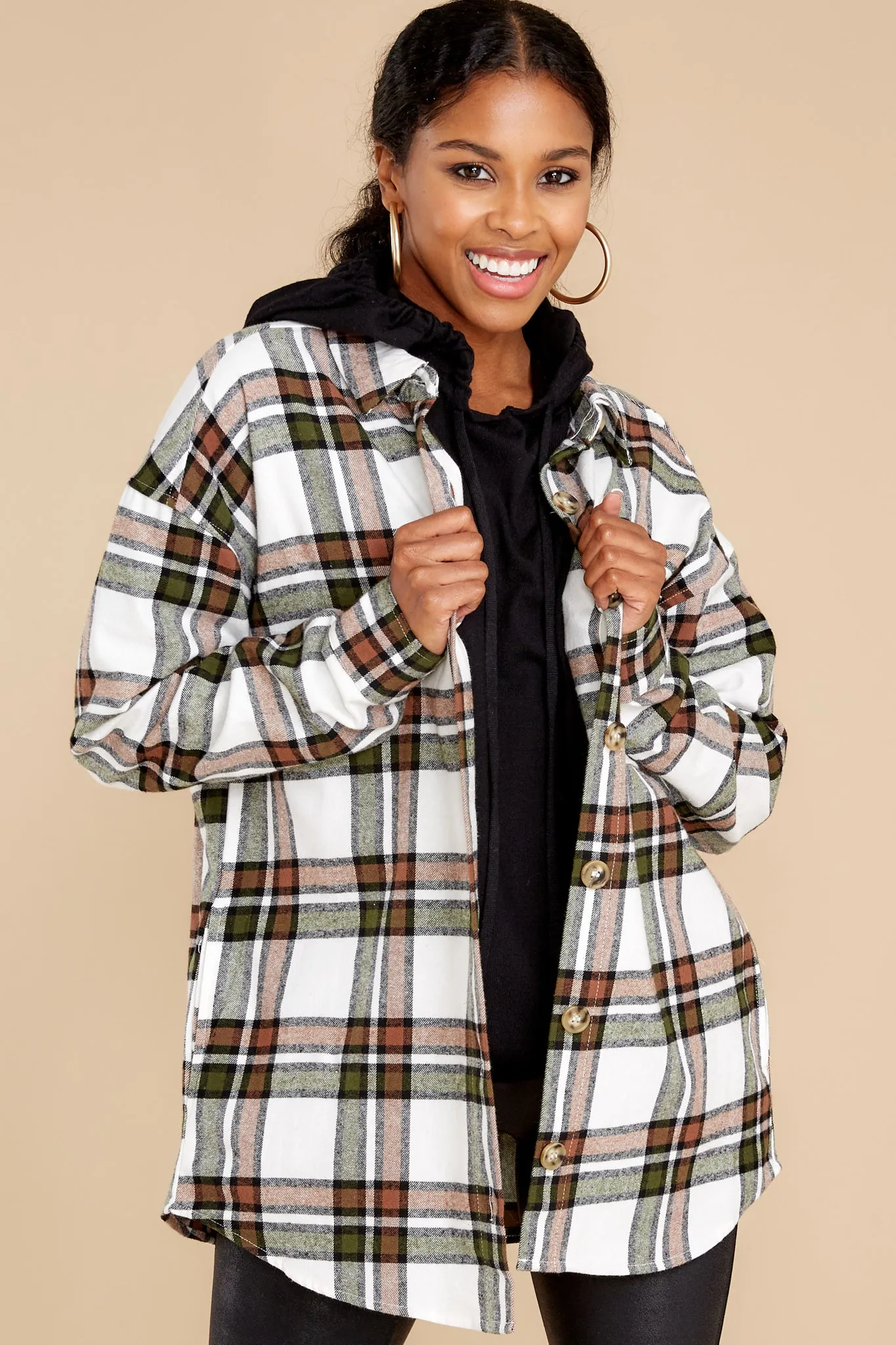 Channel The Flannel White Multi Plaid Shacket