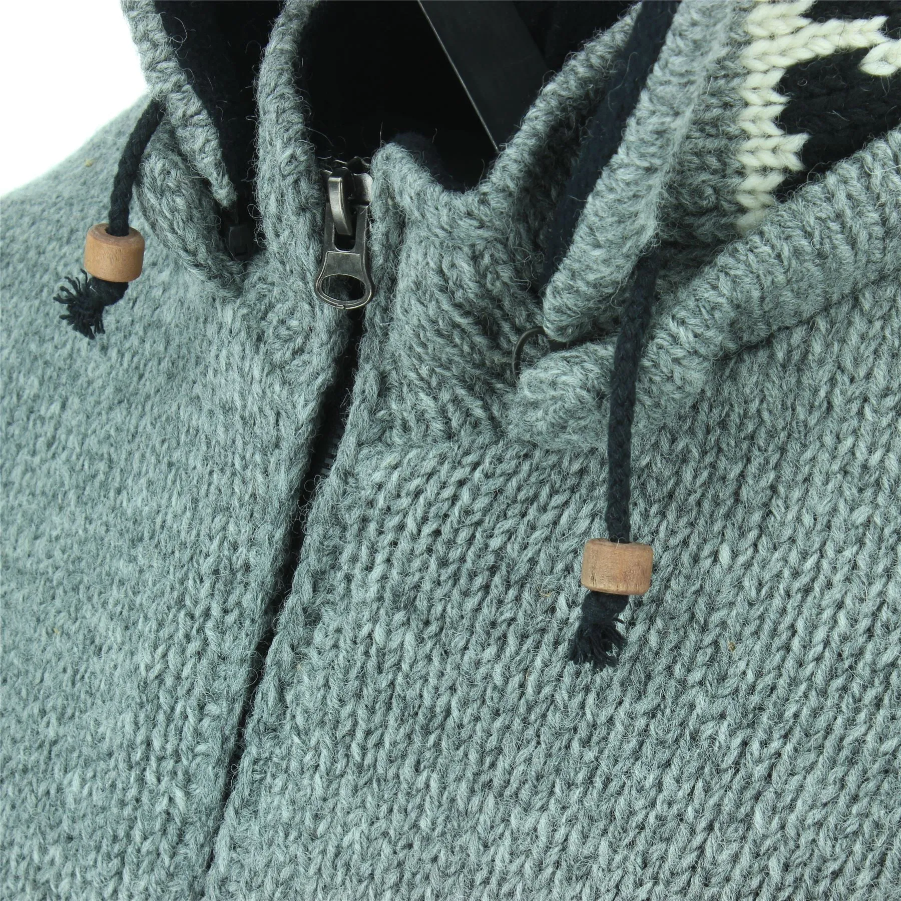 Chunky Wool Knit Animal Hoodie - Elephant - Grey