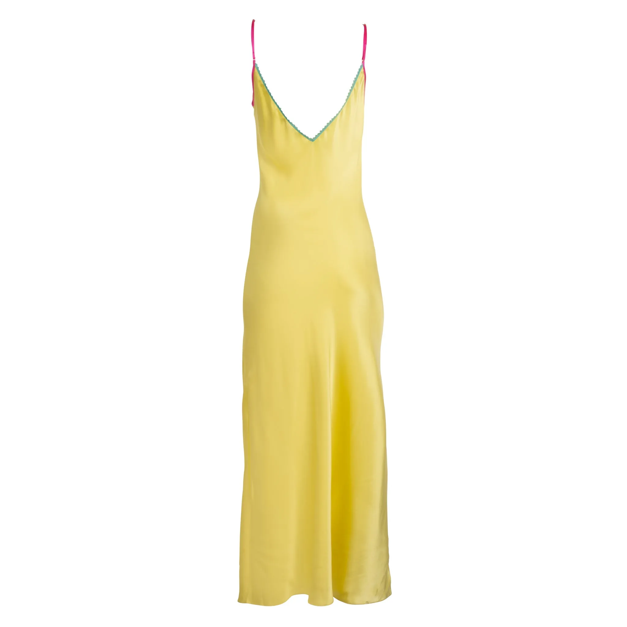 Citron Lace-Trim Maxi Slip Dress