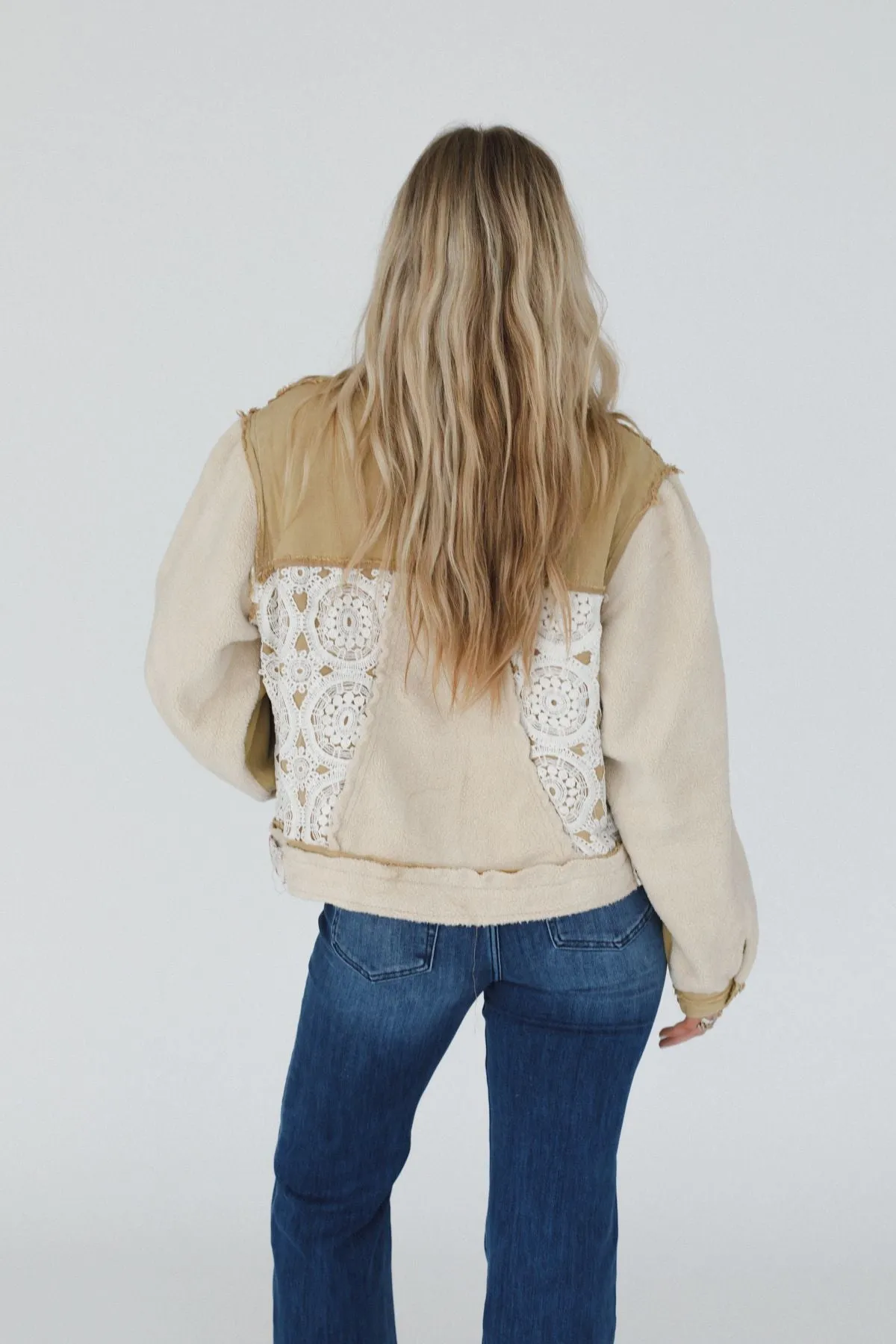 Clover Crochet Patch Jacket - Olive