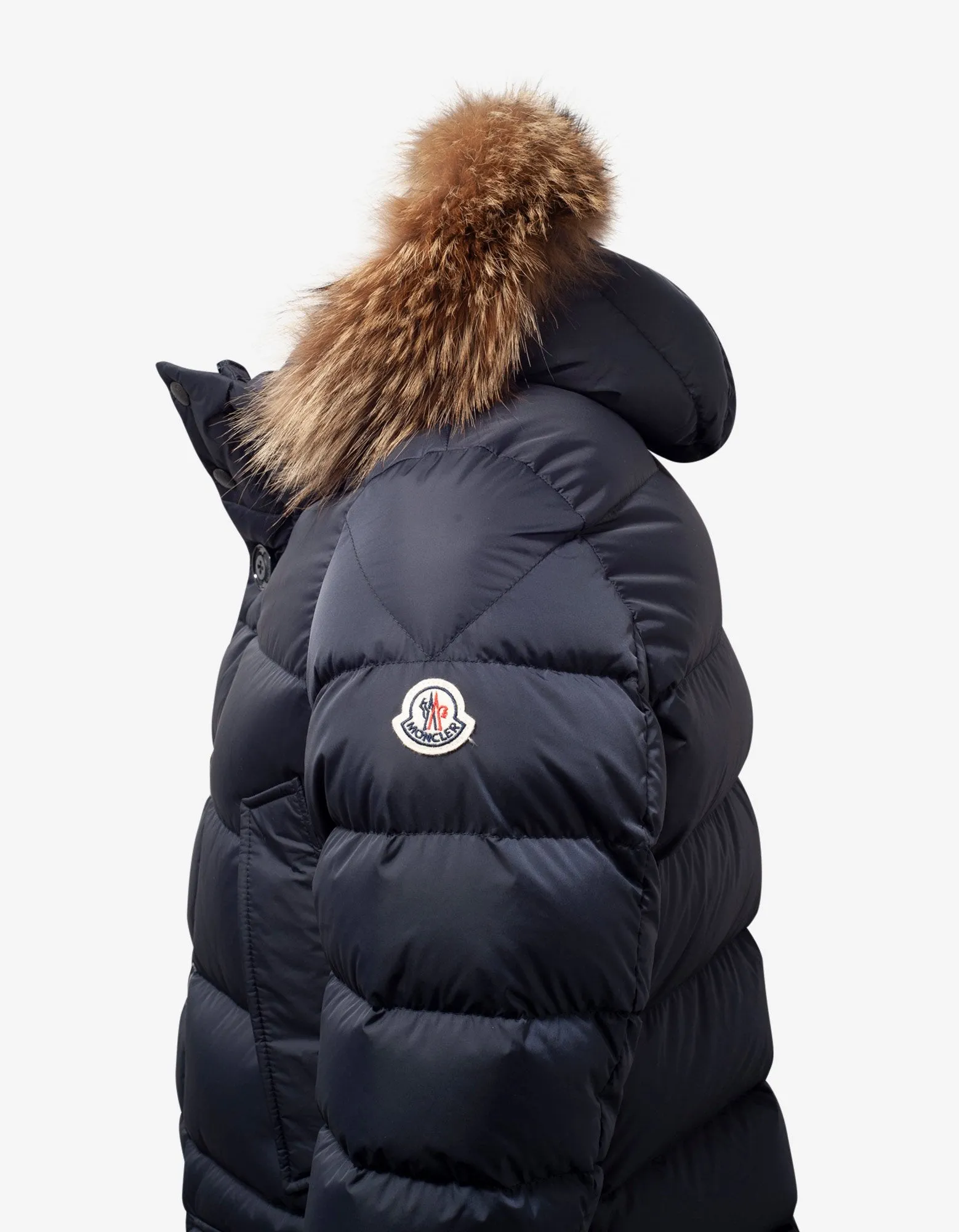 Cluny Navy Blue Fur Trim Down Jacket