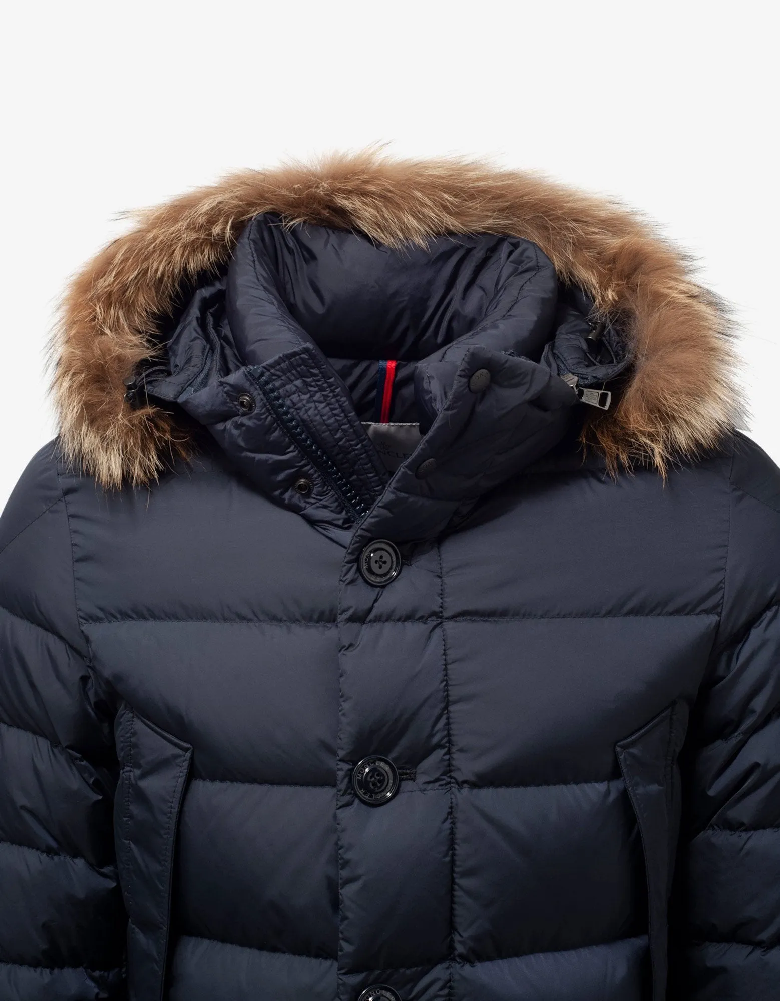 Cluny Navy Blue Fur Trim Down Jacket