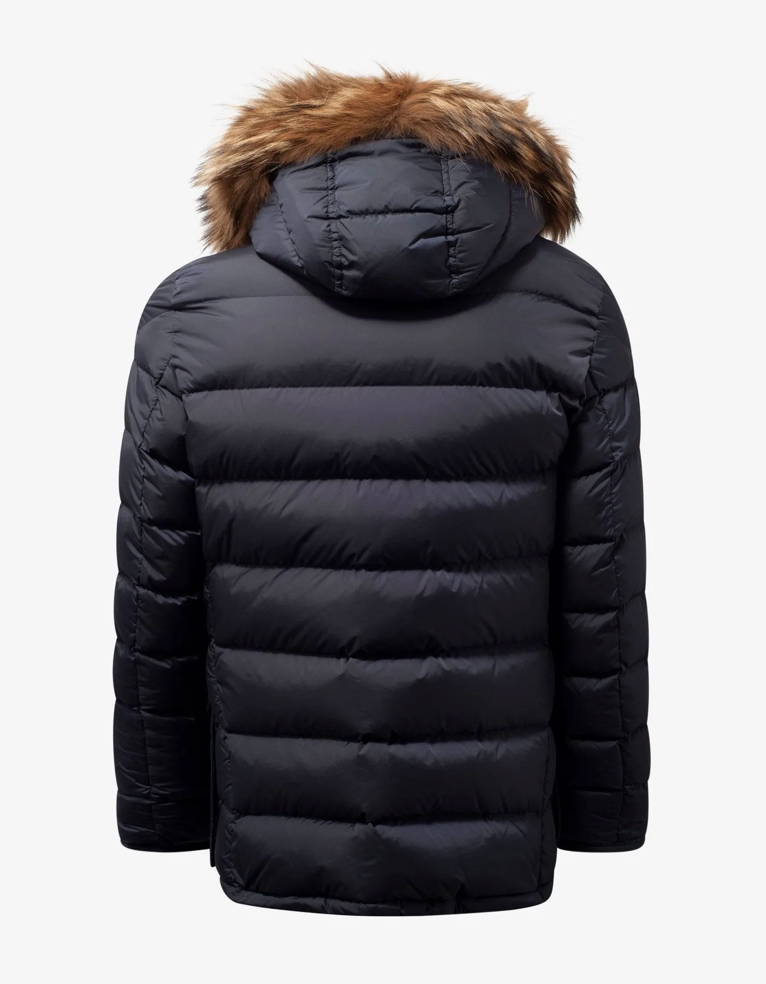 Cluny Navy Blue Fur Trim Down Jacket