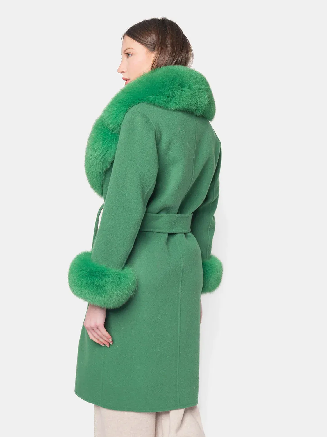 COAT - cashmere green fox collar and cuffs