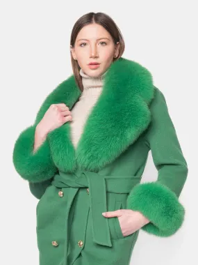 COAT - cashmere green fox collar and cuffs