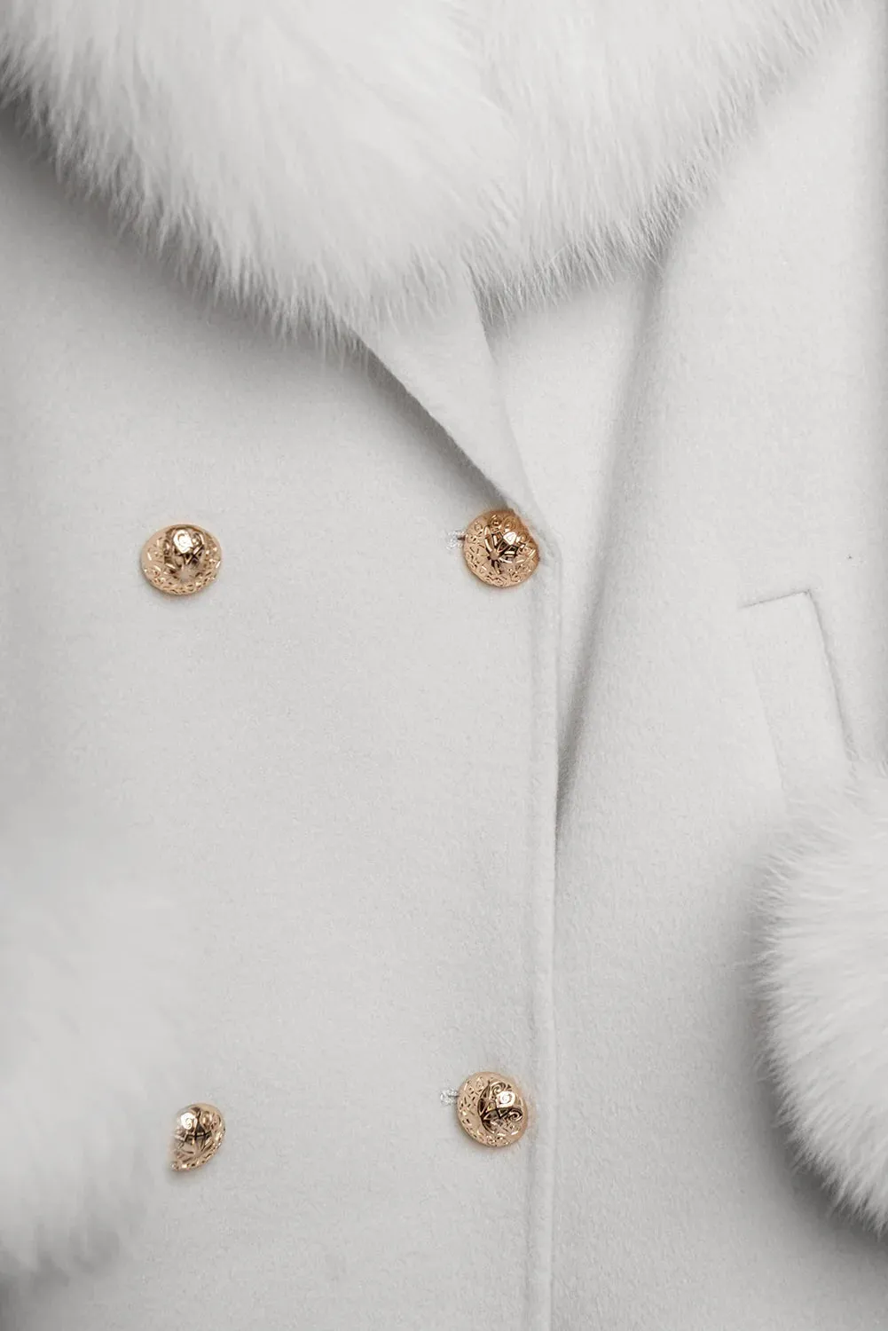 COAT - cashmere, white fox collar and cuffs