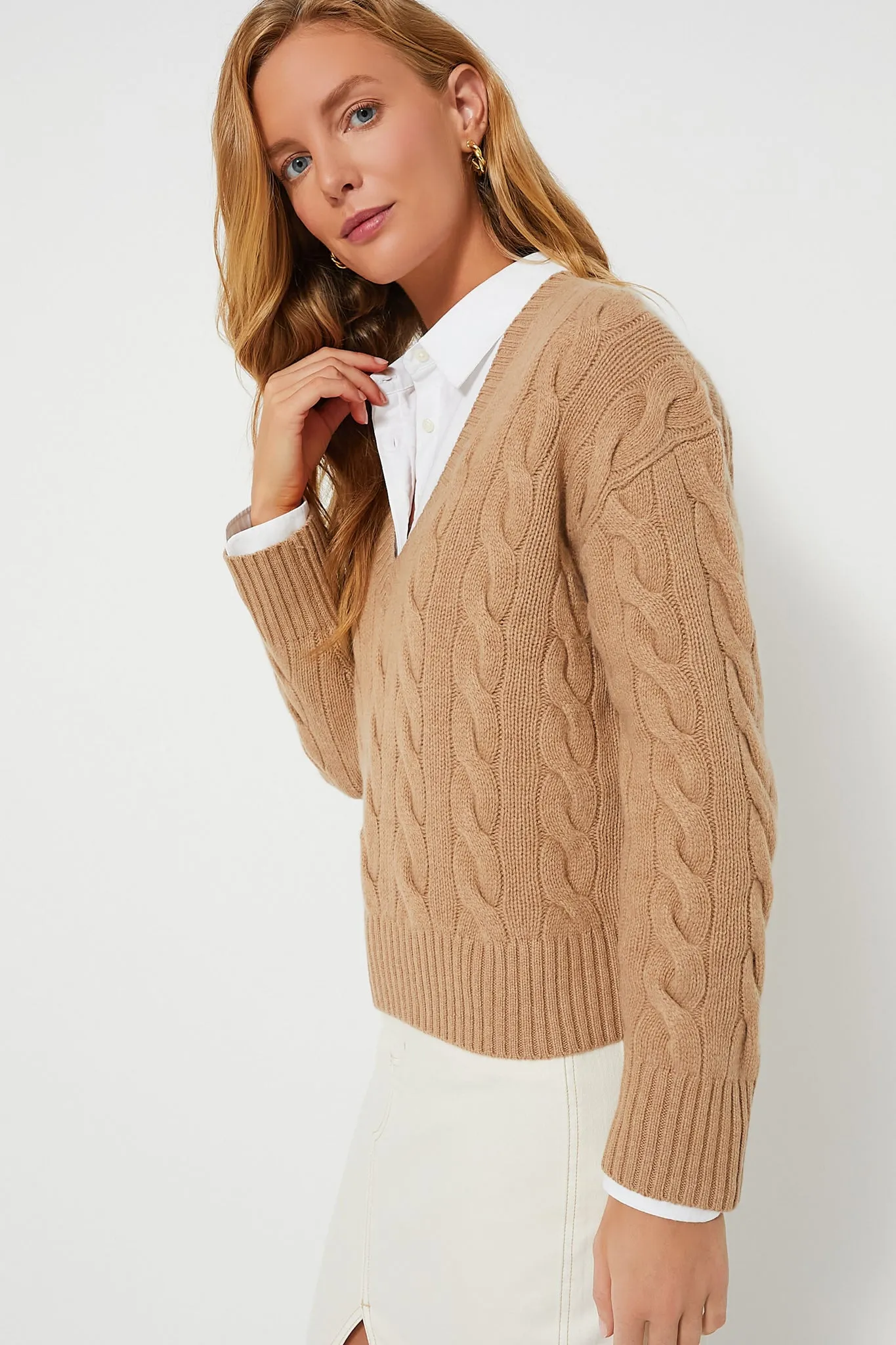 Collection Camel Melange V-Neck Pullover