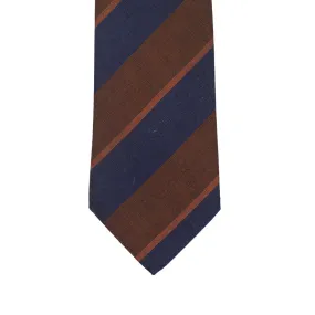 Copper and blue stripe linen/cotton tie