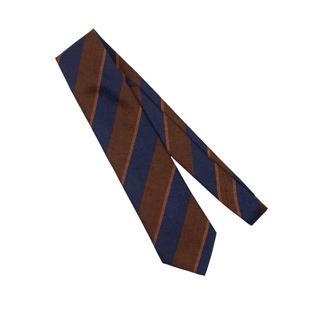 Copper and blue stripe linen/cotton tie