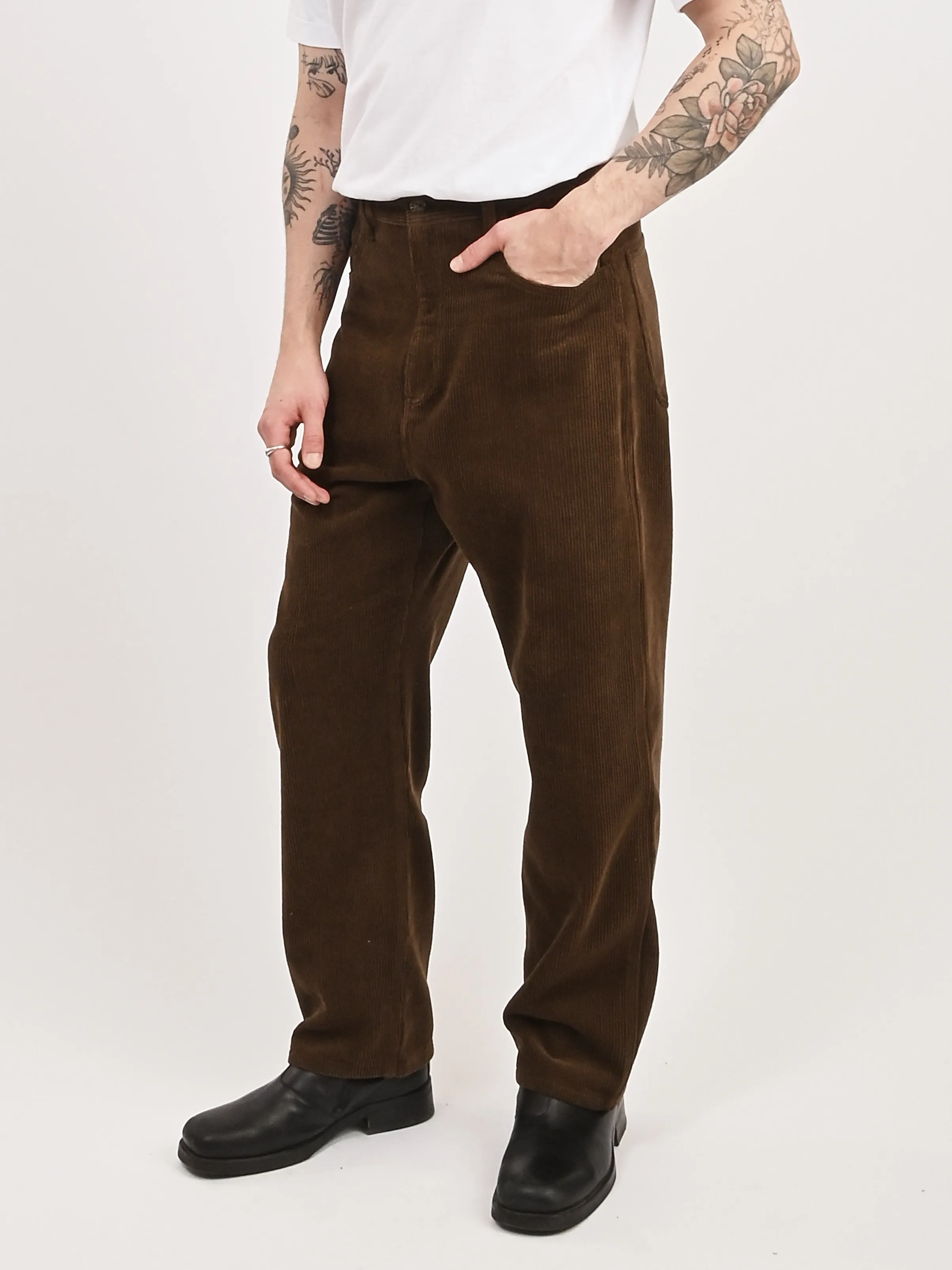 Corduroy 8-Wale Brown Drop Crotch 5 Pocket Pants