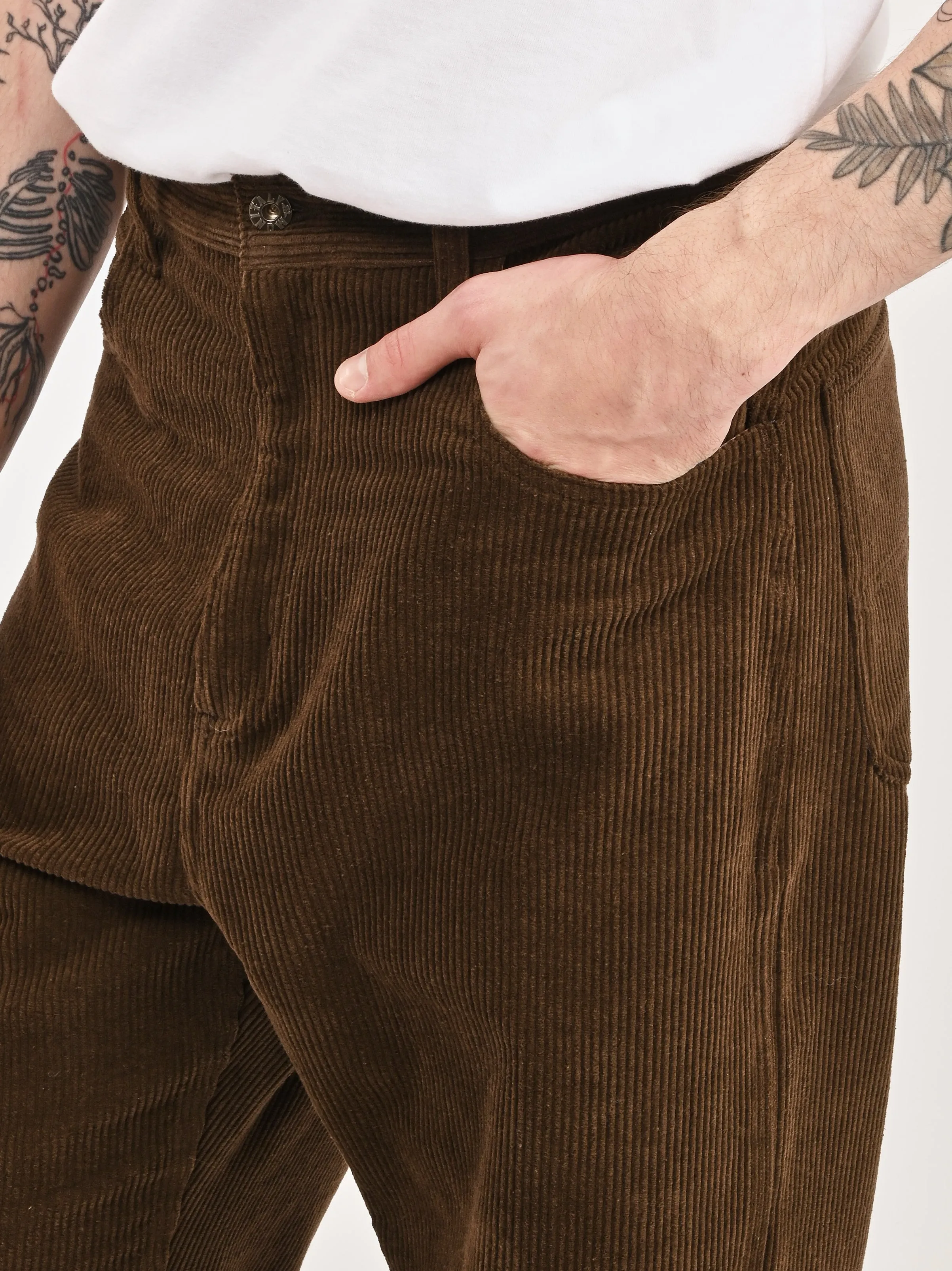 Corduroy 8-Wale Brown Drop Crotch 5 Pocket Pants