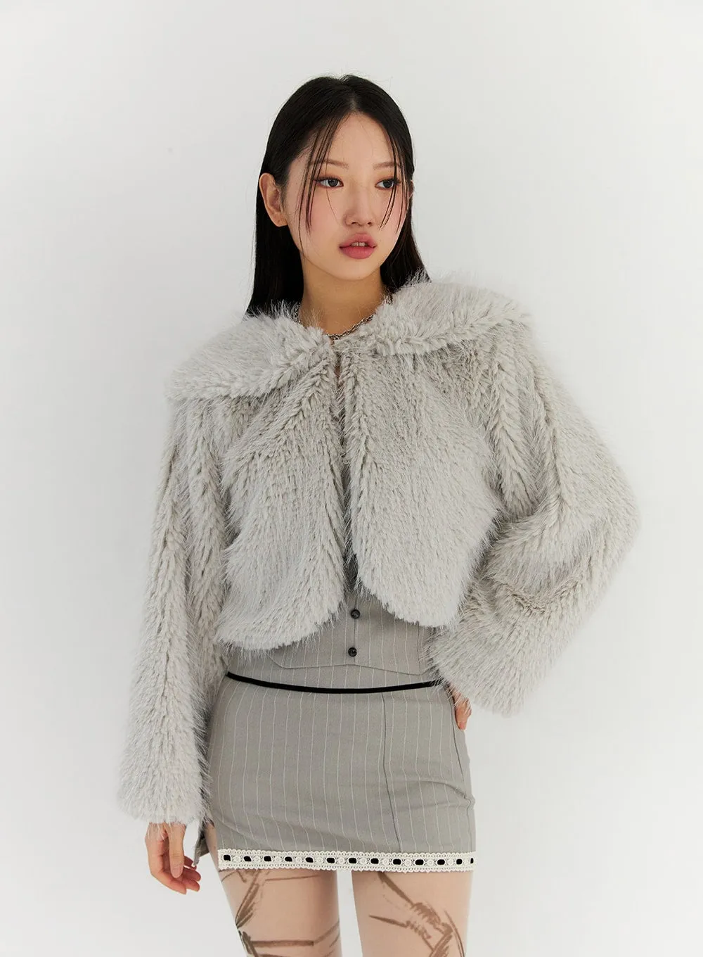 Crop Faux Fur Jacket CN314