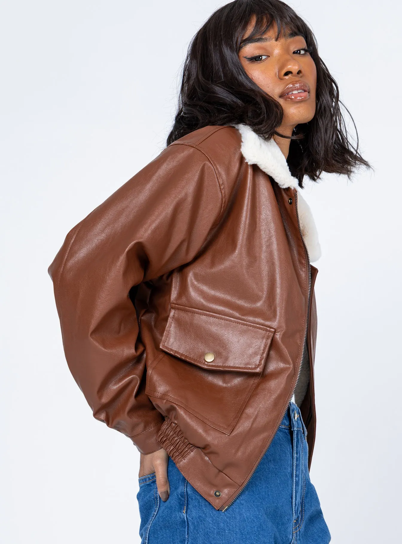 Danisa PU Jacket Brown