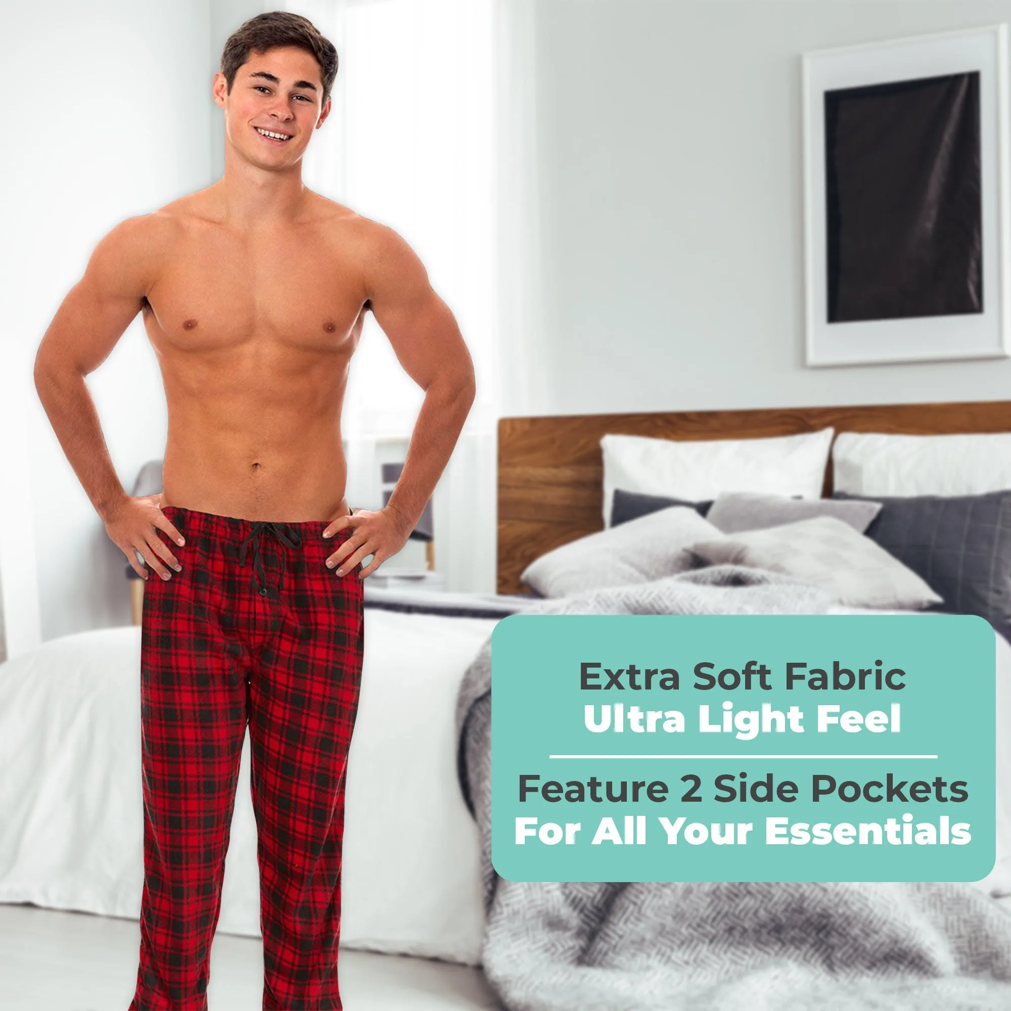 DARESAY Mens Microfleece Pajama Pants/Lounge Wear with Pockets and Adjustable Waistband