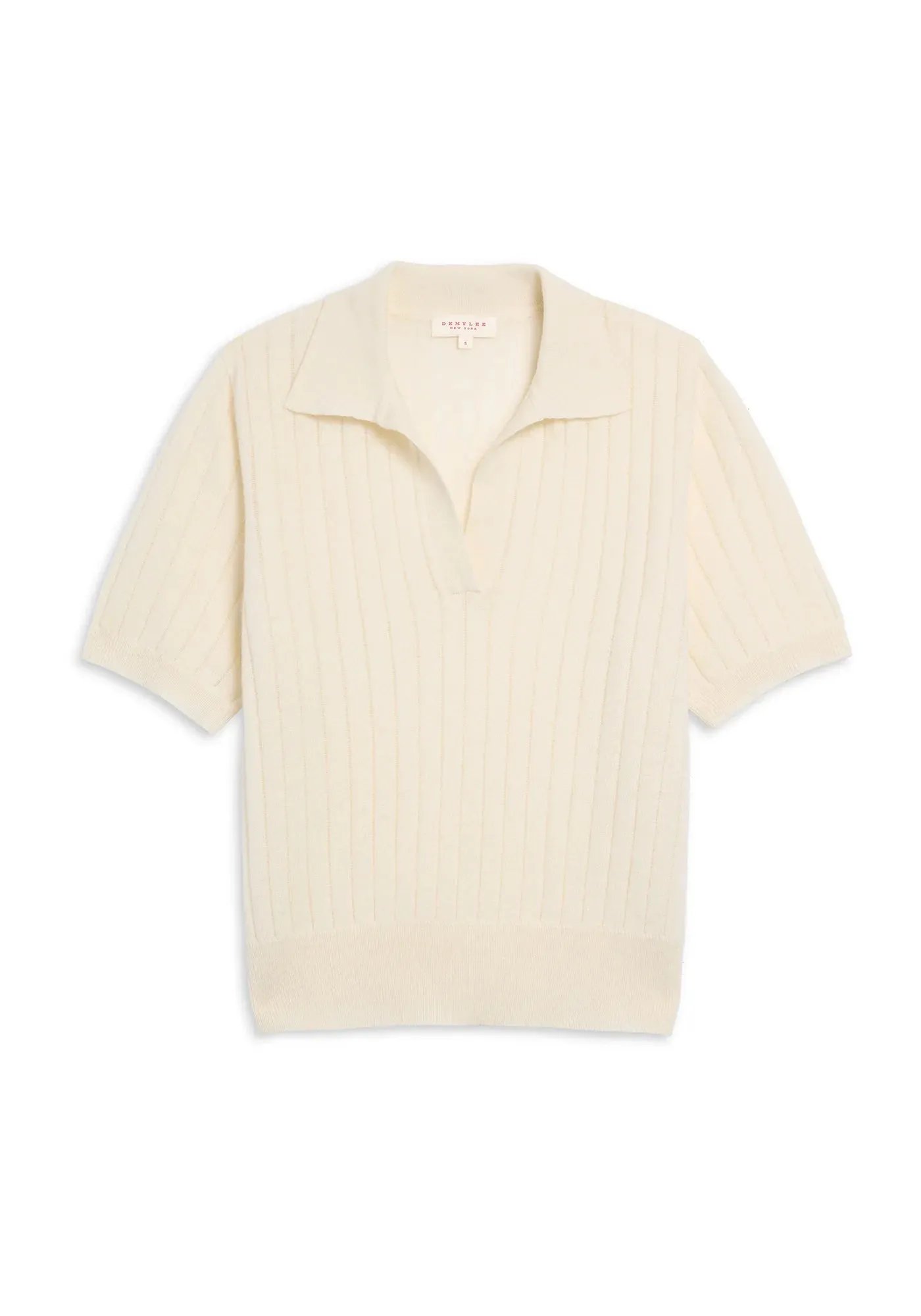 Demylee Skylar Polo Cashmere Top Ivory