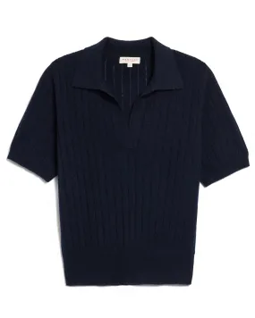 Demylee Skylar Polo Cashmere Top Navy