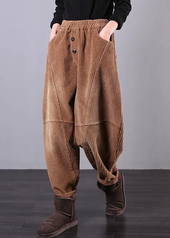 DIY Fall Women Pants Women's Chocolate Photography Corduroy Pockets Trousers