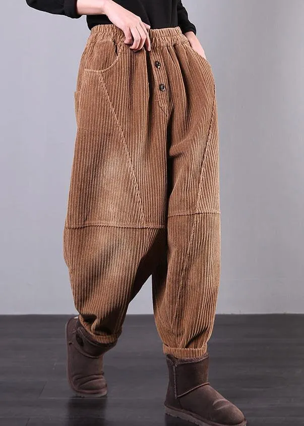 DIY Fall Women Pants Women's Chocolate Photography Corduroy Pockets Trousers