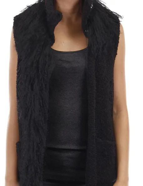 Dolce Cabo fur mongolian lamb vest black style #71048