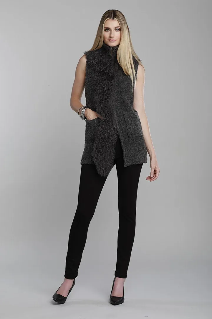 Dolce Cabo fur mongolian lamb vest black style #71048