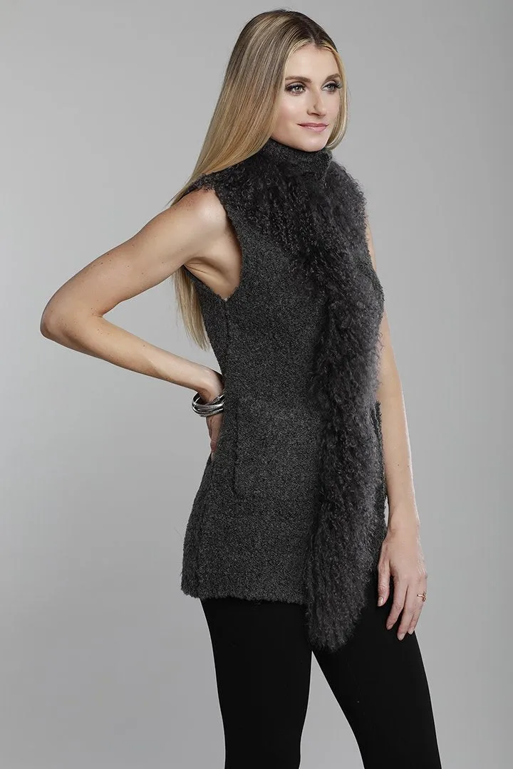 Dolce Cabo fur mongolian lamb vest black style #71048