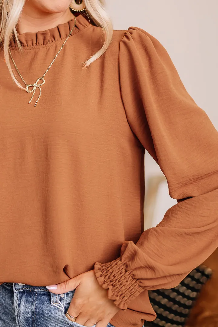 Don't Slip Away Mock Neck Top | Copper