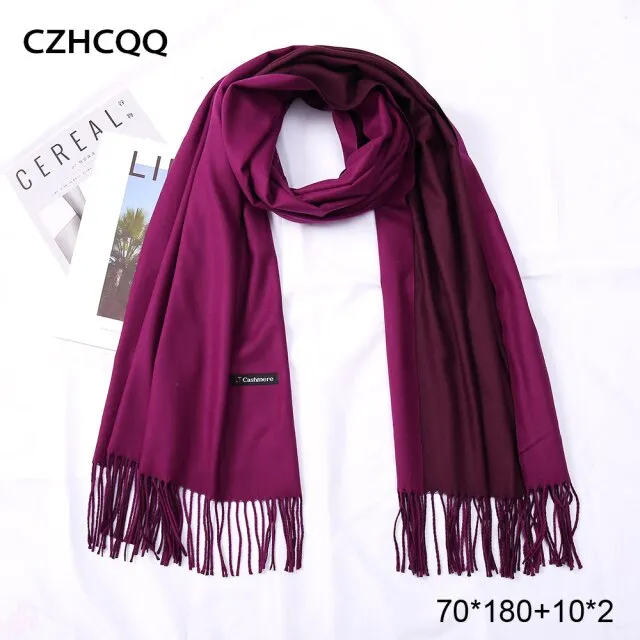 Double Sided Winter Cashmere Solid Scarf