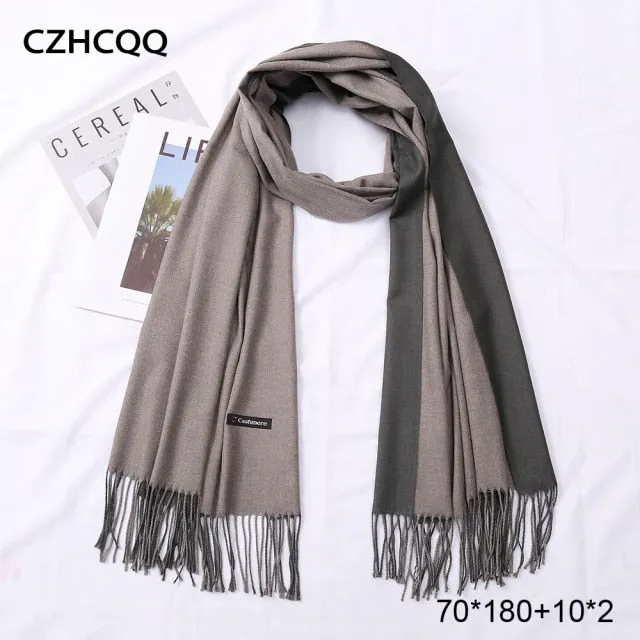 Double Sided Winter Cashmere Solid Scarf