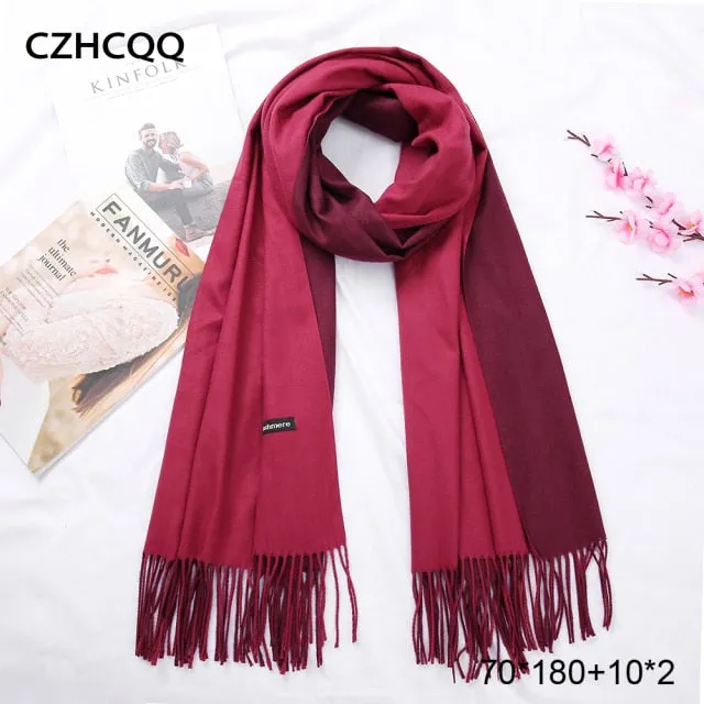 Double Sided Winter Cashmere Solid Scarf