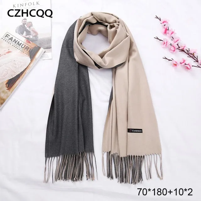 Double Sided Winter Cashmere Solid Scarf