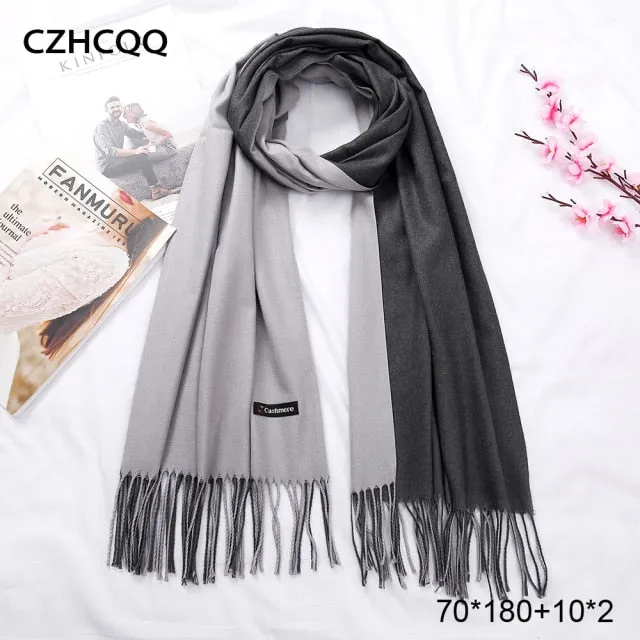 Double Sided Winter Cashmere Solid Scarf