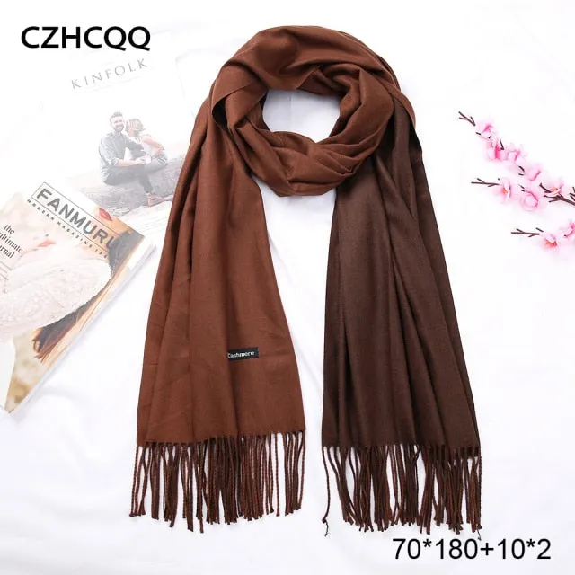 Double Sided Winter Cashmere Solid Scarf