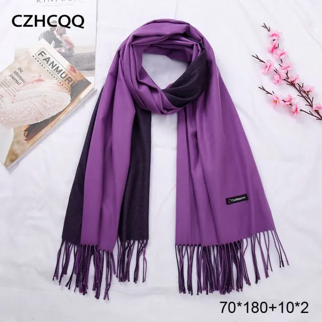 Double Sided Winter Cashmere Solid Scarf