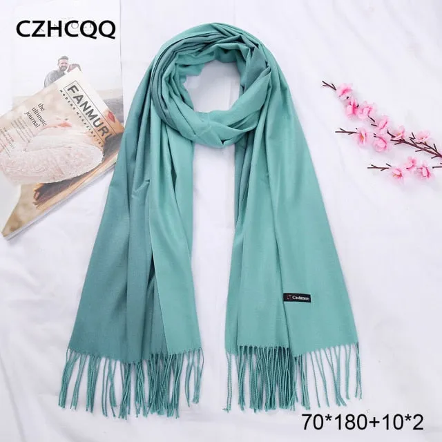 Double Sided Winter Cashmere Solid Scarf