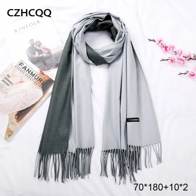 Double Sided Winter Cashmere Solid Scarf