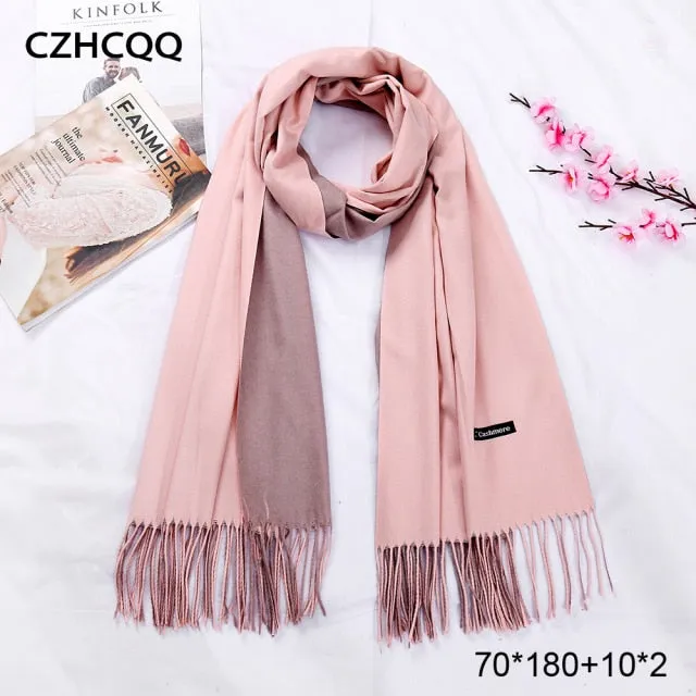 Double Sided Winter Cashmere Solid Scarf