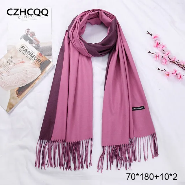 Double Sided Winter Cashmere Solid Scarf