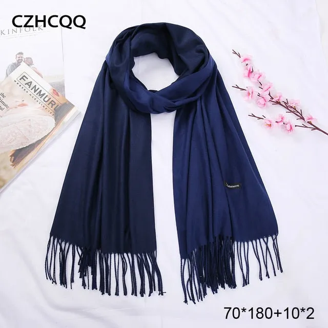 Double Sided Winter Cashmere Solid Scarf