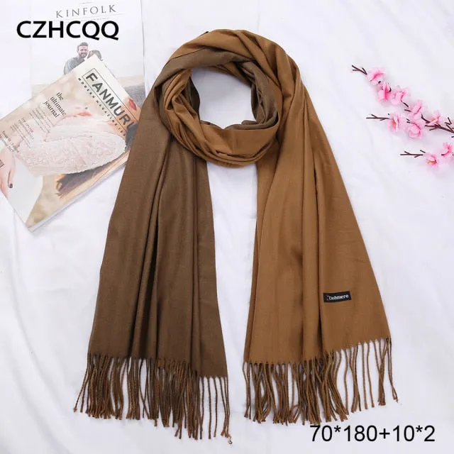 Double Sided Winter Cashmere Solid Scarf