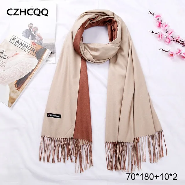 Double Sided Winter Cashmere Solid Scarf