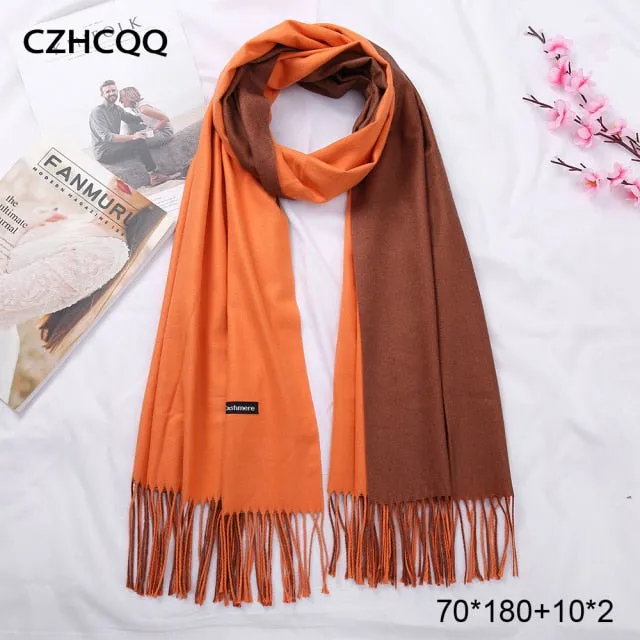 Double Sided Winter Cashmere Solid Scarf