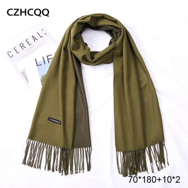 Double Sided Winter Cashmere Solid Scarf