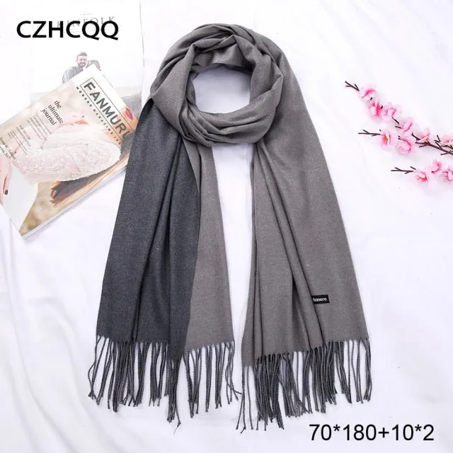 Double Sided Winter Cashmere Solid Scarf