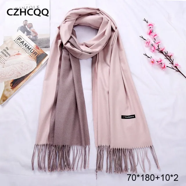 Double Sided Winter Cashmere Solid Scarf